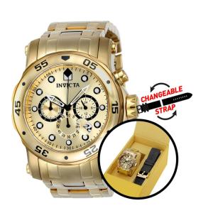 Relógio Masculino Pro Diver com Pulseira Intercambiável, Invicta 23652, Dourado