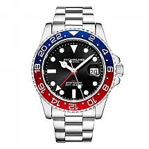 Relógio Stuhrling Meridian 42 mm Mostrador Preto Pulseira Aço Inoxidável Prateado Masculino