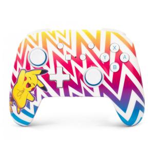 Controle sem fio PowerA Enhanced Wireless para Nintendo Switch Pikachu Vibrant com bateria recarregável e botões avançados mapeáveis