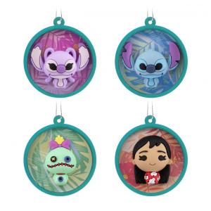Mini Enfeites de Natal Disney Lilo & Stitch, Conjunto de 4, Irrompíveis, Presente para Fãs da Disney