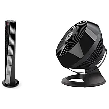 Conjunto de Ventilador de Mesa e de Torre Vornado 660 e 184, 110V, Preto