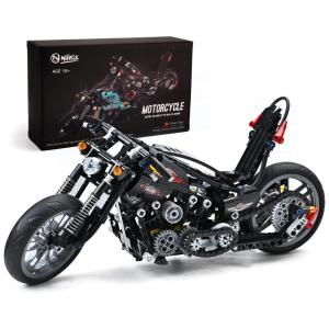 Kit de Construção Motocicleta Knuckle Chopper com 451 Peças, Nifeliz, Preto