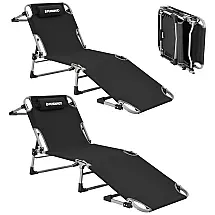 Cama Acampamento, Camping Dobrável Portátil 4 Posições, até 136 kg, FUNDANGO, Preto