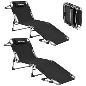 Cama Acampamento, Camping Dobrável Portátil 4 Posições, até 136 kg, FUNDANGO, Preto