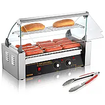 Máquina de Hot Dog até 12un Por Vez em Aço Inoxidável, 110V 750W, VEVOR, Prata