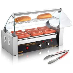 Máquina de Hot Dog até 12un Por Vez em Aço Inoxidável, 110V 750W, VEVOR, Prata