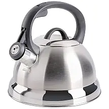 Chaleira 1.5L com Apito e Cabo ergonômico, Aço Inoxidável, MR. COFFEE 91407.02, Prateado