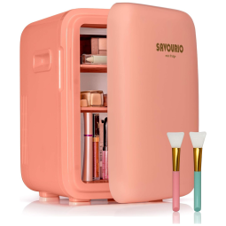 Mini Geladeira para Skincare 10 Litros Portátil, 12V, 110V, SAVOURIO ABT E027, Rosa