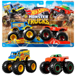 Conjunto com 2 Monster Trucks Hot Wheels em Escala 1:64, Cores e Modelos Variados