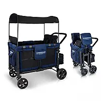 Carrinho Passeio Multifuncional para 4 Crianças até 136 kg, Cobertura Removível e Dobramento Fácil - WONDERFOLD W4 Preto
