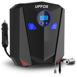 Mini Compressor de Ar Elétrico Automotivo Portátil 12V 150 PSI com Luz LED, UPFOX, Preto
