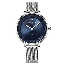 Relógio Feminino Stuhrling Sinfonia 3946 Quartzo 37mm, Prata e Azul
