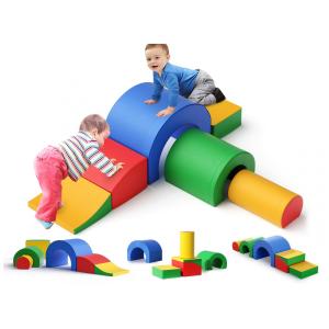Blocos de Espuma Lischwert para Bebês, Conjunto de 5 Peças com Bloco Dobrável e Túnel, Brinquedos de Escalada Coloridos para Crianças.