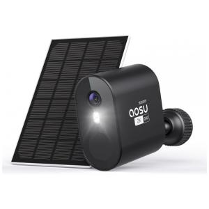 Câmera de Segurança AOSU 2K com Detecção de Pessoas, Painel Solar e Luz LED