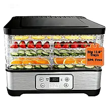 Desidratador de Alimentos Lszy Preto 300W com Timer 24h e 5 Bandejas Altura Ajustável 120V
