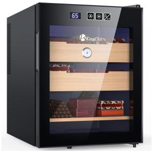 Umidor Elétrico para Charutos 48L com Prateleiras e Higrômetro, 110 Volts, KingChii, Preto
