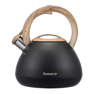Chaleira de Chá 2.5L em Aço Inoxidável com Apito, MARSKITOP, Preto