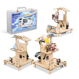 Kit casa inteligente ESP32 3 em 1 em madeira 3D ACEBOTT QE023 nível 1 para projetos STEM de automação