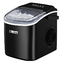 Máquina de Gelo até 12 kg em 24H Portátil com Autolimpeza e Colher de Gelo, 110V 300W, Zlinke, Preta
