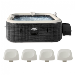Spa Inflável Quadrado com 4 Apoios de Cabeça Macios, Intex 28451EP, Cinza