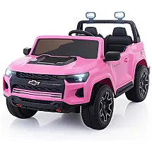 Carro Elétrico Infantil Chevrolet Licenciado Joywhale 24V 4WD, 2 Lugares, 320W, Controle Remoto, Suspensão, Música, Luzes LED, Rosa