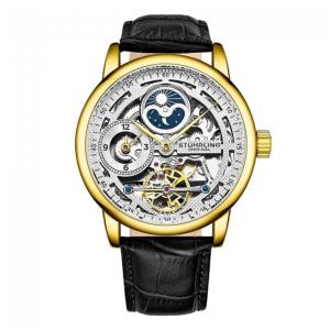 Relógio Masculino Stuhrling Esqueleto 3917 Automático 43mm, Dourado