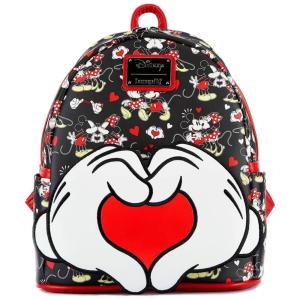 Mochila Escolar Infantil Loungefly Disney Mickey e Minnie Mouse para Crianças a Partir de 6 Anos, Preta