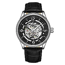 Relógio Automático Stuhrling Dinamarca 42mm Mostrador Preto Pulseira Couro Preto 20cm