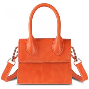 Mini Bolsa Femina de Ombro, Couro Sintético, NIUEIMEE ZHOU, Laranja