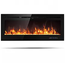 Lareira Elétrica de Embutir A54x127L cm com 9 Cores de Chamas, Controle de Temperatura, Temporizador e Controle Digital, 110V 1500W