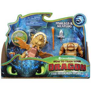 Dreamworks Dragons - Conjunto Dragão Fishlegs Meatlug com Figura de Viking, para Crianças a Partir de 4 Anos