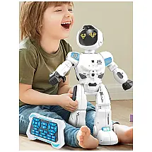 Robô Programável Inteligente Toylefun Emoji com Controle Remoto e Detecção de Gestos para Crianças Acima de 5 Anos, Branco e Azul