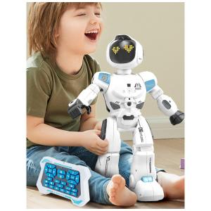 Robô Programável Inteligente Toylefun Emoji com Controle Remoto e Detecção de Gestos para Crianças Acima de 5 Anos, Branco e Azul