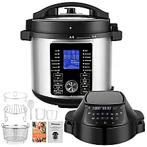 Panela de Pressão Elétrica 6L com 17 Predefinições e Painel de Led, 1500W, 110V, COOCHEER, Preto e Prata