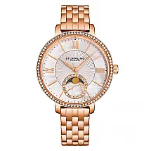 Relógio Stuhrling Horizonte 4038 36mm Ouro Rosa com Moldura e Pulseira Elegante