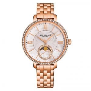 Relógio Stuhrling Horizonte 4038 36mm Ouro Rosa com Moldura e Pulseira Elegante