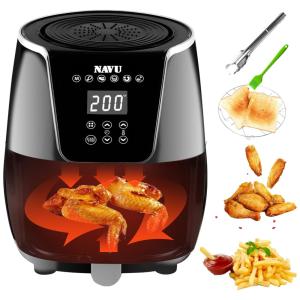 NAVU Fritadeira Elétrica AirFryer 3L de Capacidade com Temperatura Ajustável e Temporizador, 1500W, 110v, NO BRANDED, Preto