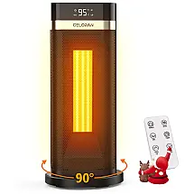 Aquecedor Elétrico Portátil com Aquecimento Cerâmico PTC Rápido, Controle Remoto e Oscilação de 90 °, 110V 1500W, Celoran, Preto