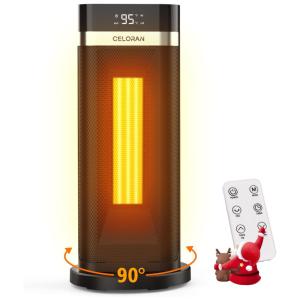 Aquecedor Elétrico Portátil com Aquecimento Cerâmico PTC Rápido, Controle Remoto e Oscilação de 90 °, 110V 1500W, Celoran, Preto