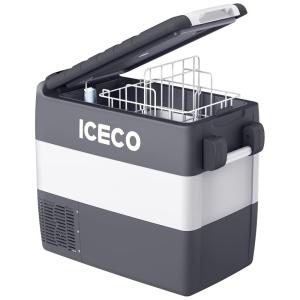 Geladeira Portátil 50 L com Compressor Secop, DC 12 24V, AC 110 240V, ICECO JP50, Cinza