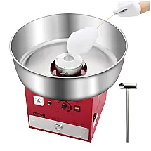 Máquina de Algodão Doce VEVOR 1000W Tigela Inox 52 cm Uso Comercial Vermelho 110V