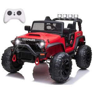 Carro Elétrico Infantil a Bateria 24V com 2 Assentos, 3 Velocidades, Luzes LED e Controle Remoto, LUXMARS, Vermelho