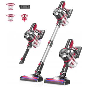 Aspirador de Pó Multifuncional sem Fio com Acessórios e Sucção Potente 25000PA, 11OV 210W, Foppapedretti, Vermelho
