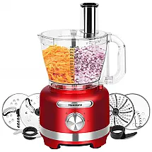 Processador de Alimentos 16 xícaras com Acessórios, 110V 600W, Homtone, Vermelho