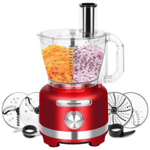 Processador de Alimentos 16 xícaras com Acessórios, 110V 600W, Homtone, Vermelho