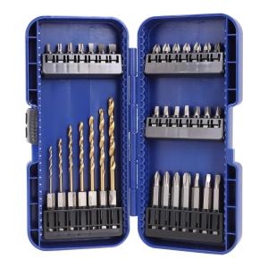 Conjunto de Bits de Chave de Fenda 35 peças com Brocas de Titânio e Estojo, COMOWARE, Azul