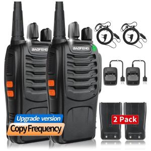 Rádio Comunicador Walkie Talkie Baofeng de Longo Alcance para Adultos com Fone e Microfone, Recarregáveis, Rádio Bidirecional