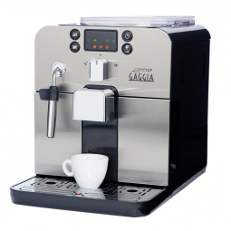 Máquina de Café Expresso em Aço Inoxidável com Bocal de Leite e Tela LED, 110V, Gaggia, Preta