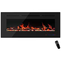 Lareira Elétrica de Embutir A45x106L com Controle Remoto e Digital, Luz LED, Chama Ajustável, 1500W, 110v, EASE WAY 42, Preto