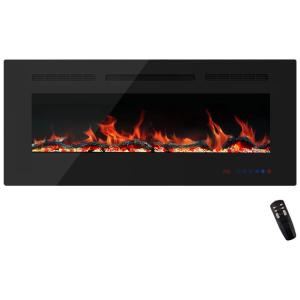Lareira Elétrica de Embutir A45x106L com Controle Remoto e Digital, Luz LED, Chama Ajustável, 1500W, 110v, EASE WAY 42, Preto